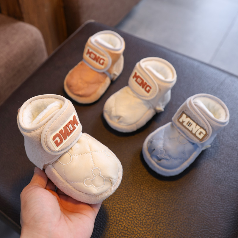 婴儿鞋冬季加绒保暖厚棉鞋软底男女宝宝学步鞋防掉防滑6-8-12个月