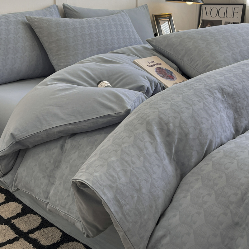 纯棉水洗棉床上四件套100全棉三层纱床品被套罩床单人三件套床笠4