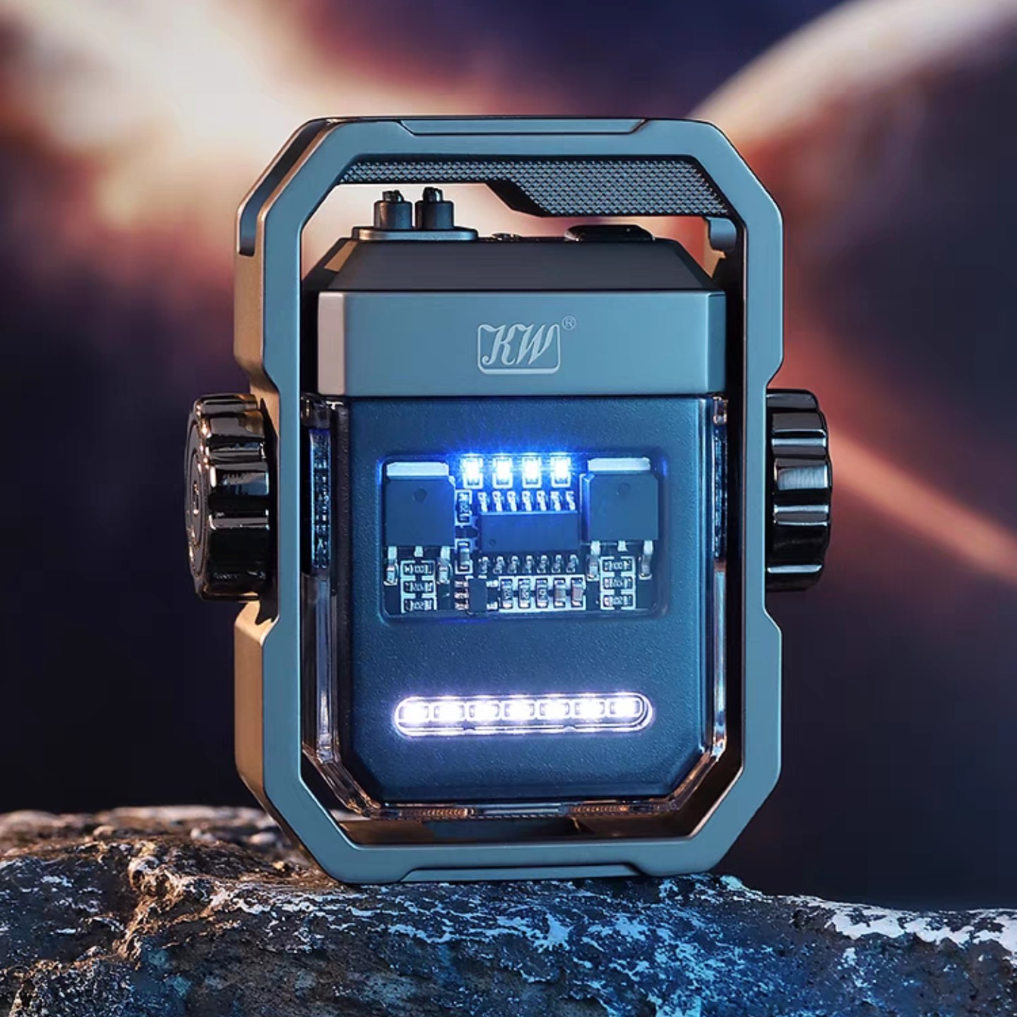 KW卡尔威登充电打火机双电弧陀螺旋转解压网红火机送男友老公礼物