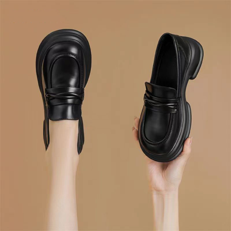 秋季乐福鞋英伦风黑色小皮鞋女2025新款学院风小单鞋厚底乐福鞋女