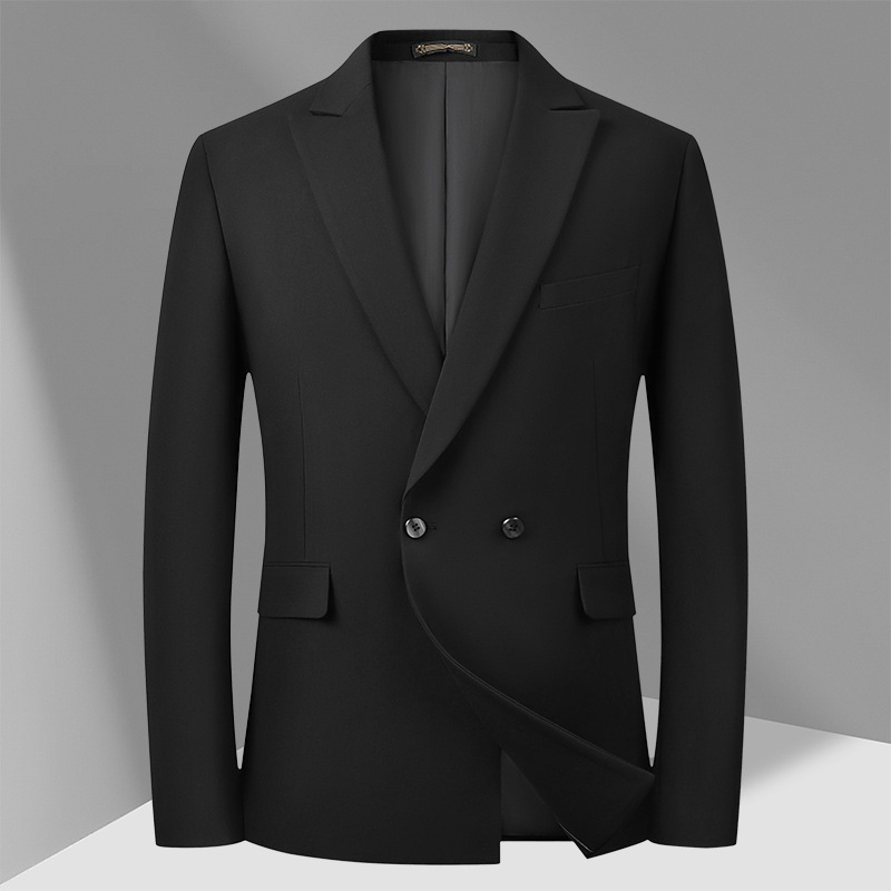 【大码男装】轻奢新款双排扣加肥加大婚礼西装黑色正装结婚礼服西服