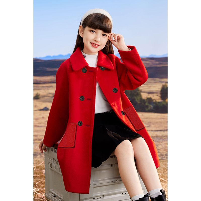 高端定制双面羊绒大衣女童秋冬款2025新款外套冬季儿童羊毛大衣