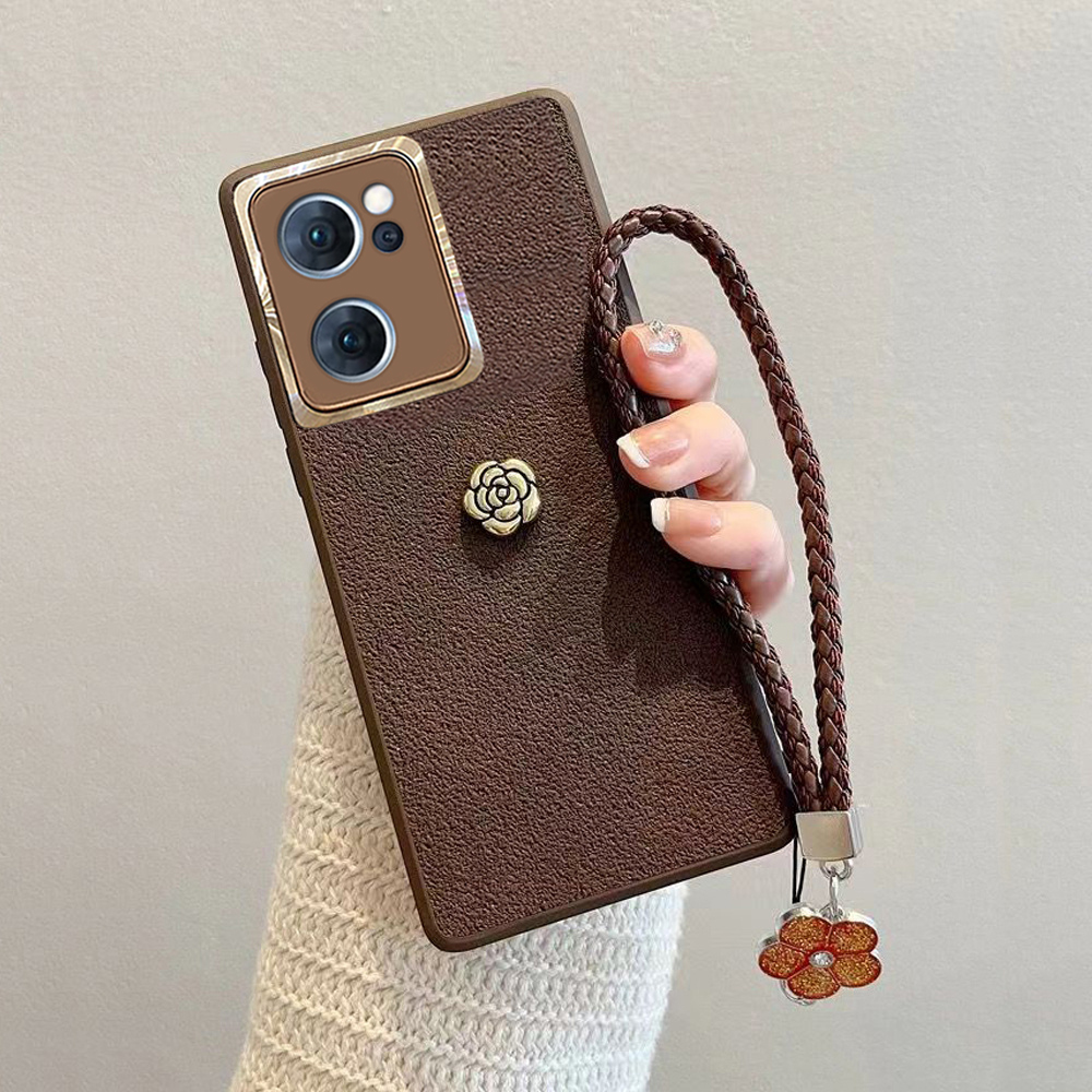 适用oppo reno7手机壳女reno7pro新款网红高档皮纹5g全包防摔挂绳