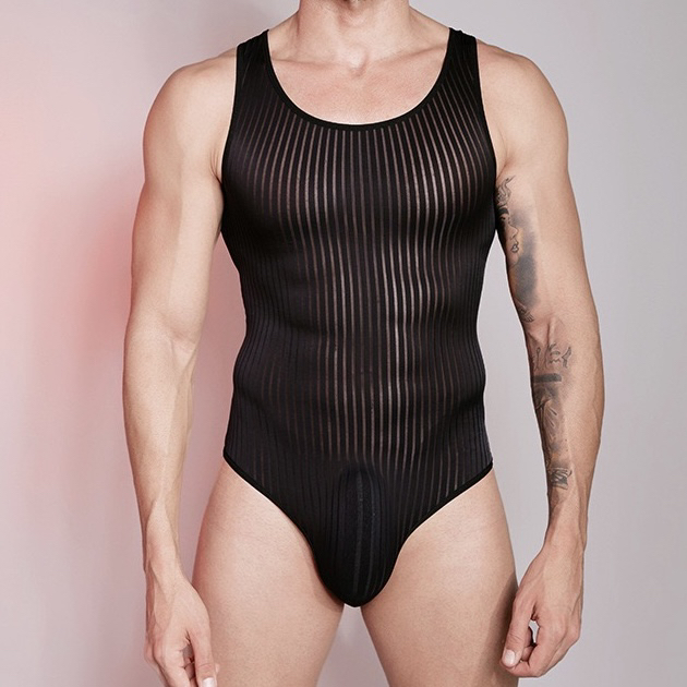 男款打底背心免穿内裤透纱款