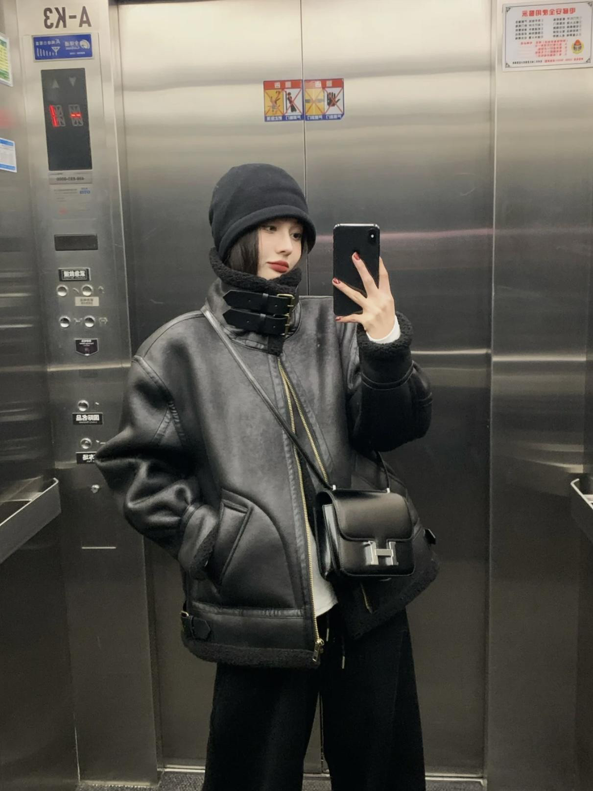 特厚【一件过冬】冬季女仿羊羔毛绒外套加厚保暖复古机车服立领夹克