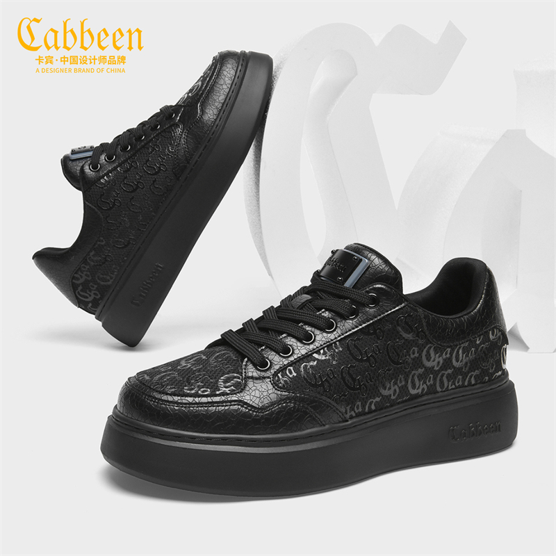 卡宾男生鞋子白色板鞋男冬季潮牌厚底男鞋百搭时尚男式休闲鞋子