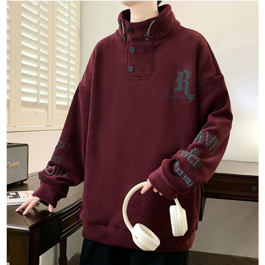 秋冬季加绒加厚卫衣新款男士孩高中学生青少年大童男装外套打底衫