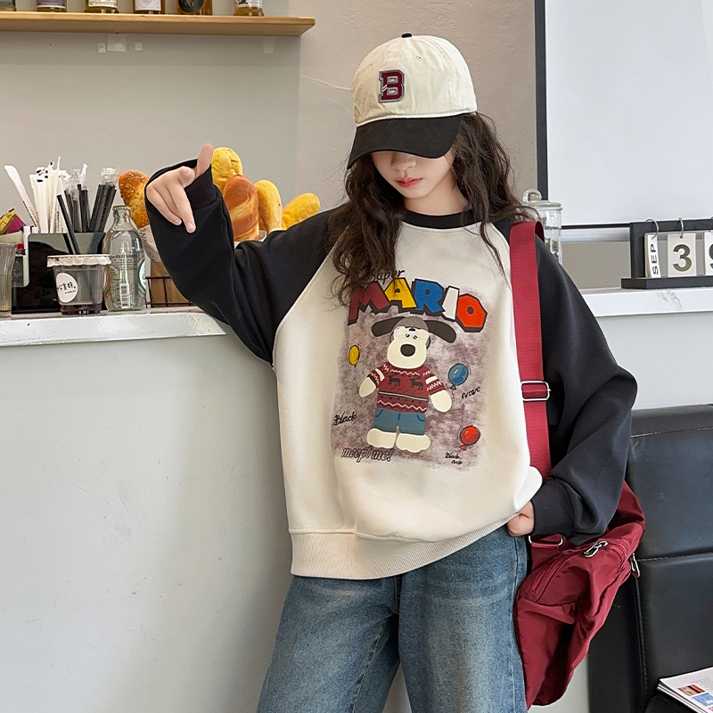 女童卫衣春秋款2025新款洋气秋季儿童长袖衣服女大童秋装圆领上衣