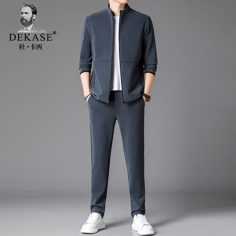 Dekase运动套装男宽松帅气立领开衫卫衣春秋季男士两件套潮流时尚