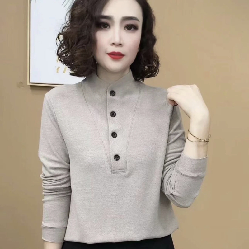 2025新款时尚洋气百搭气质半高领长袖打底衫女士长袖显瘦内搭上衣