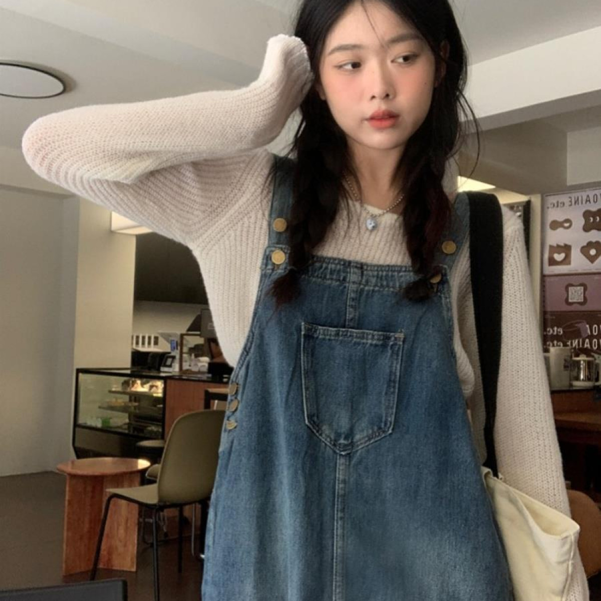 怀旧复古背带牛仔连衣裙女春季新款小个子做旧宽松显瘦中长款裙子