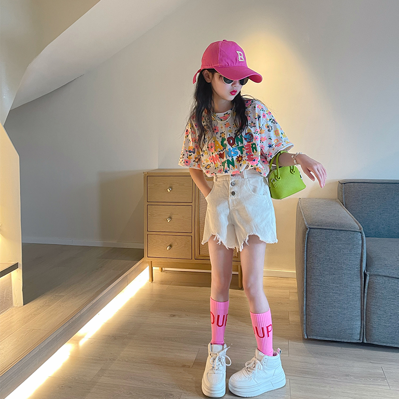 女童夏季套装2025新款洋气儿童网红时髦短袖短裤童装女孩大童夏装
