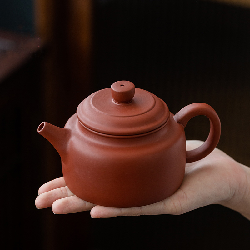 x宜兴原矿紫砂手工泡茶壶朱泥德钟壶功夫茶具套装家用送礼 230cc