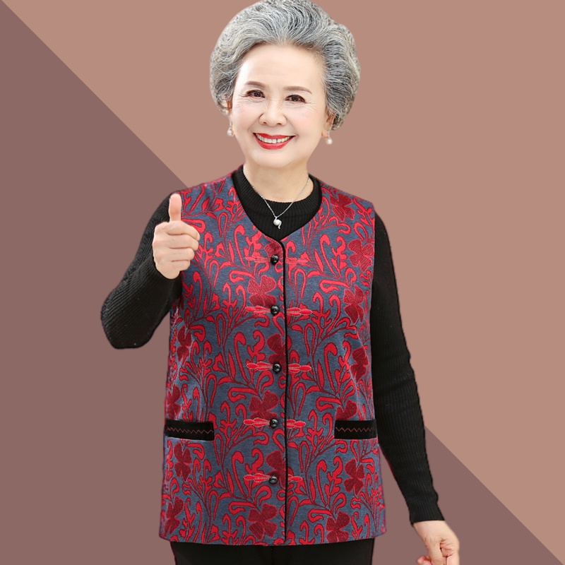 奶奶春秋马甲外套短款老人妈妈中老年女装老年人衣服婆婆春装马夹