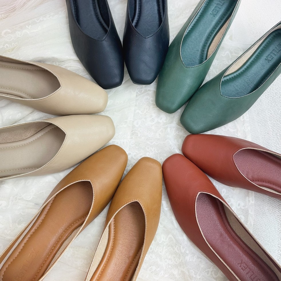 真皮时尚风V口2025新款小方头百搭低跟女鞋方头奶奶鞋真皮女鞋