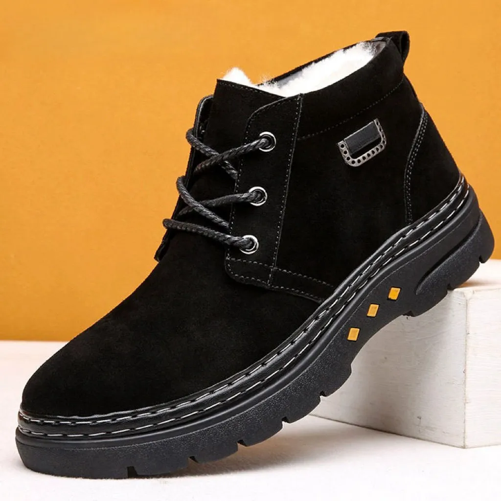 羊毛东北棉鞋男冬季牛皮加绒加厚防滑保暖羊皮毛一体雪地靴男新款