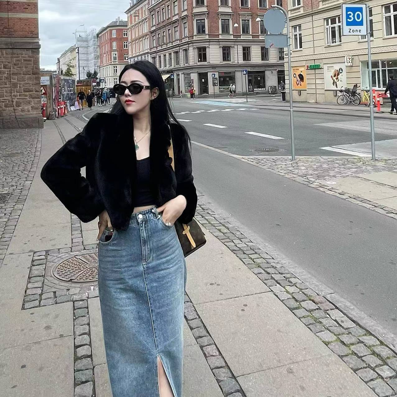 [仙诺皮草]2025进口紫金短二天鹅绒新款水貂外套大衣23007