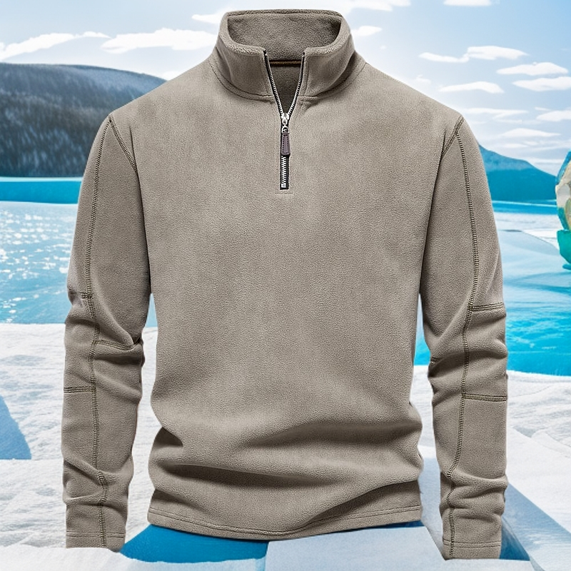 百搭纯色加绒加厚新款立领拉链奥粒绒秋冬季男士潮牌卫衣潮流上衣