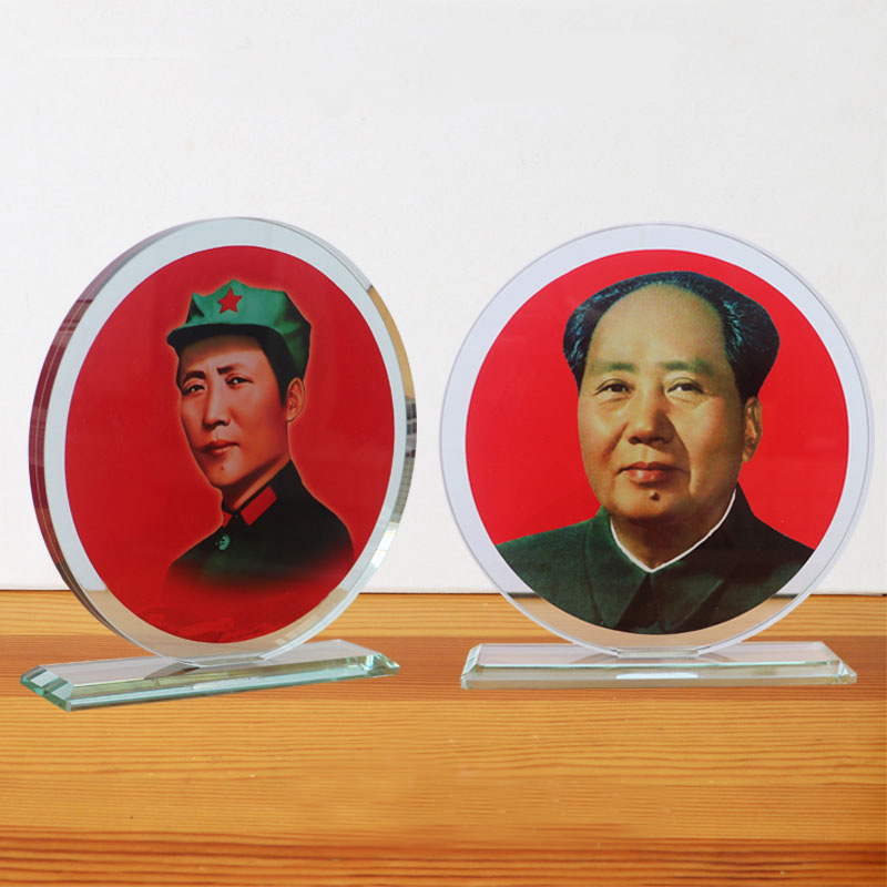毛主席像桌面摆件 青年老年伟人像 圆形水晶高档装饰礼品工艺品