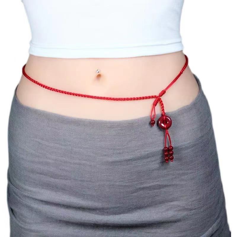 高含量平安扣生肖腰链 十二生肖本命年红绳腰带古风时尚