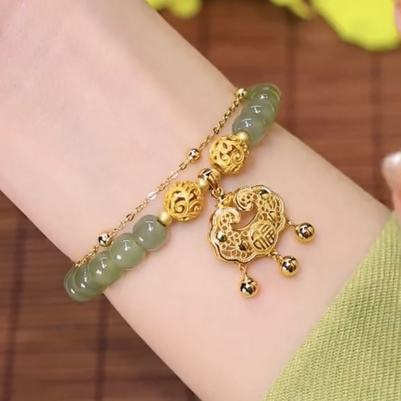 铜合金手链 双层平安锁手链2025新款爆款手串大气上档次网红配饰