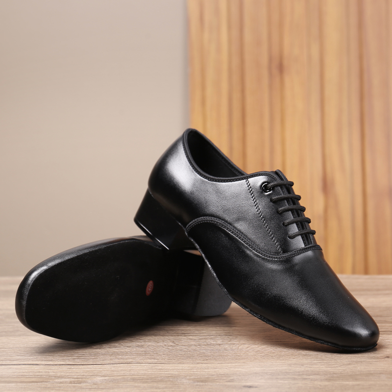 男士真皮3.5cm跟广场舞鞋跳舞专用鞋