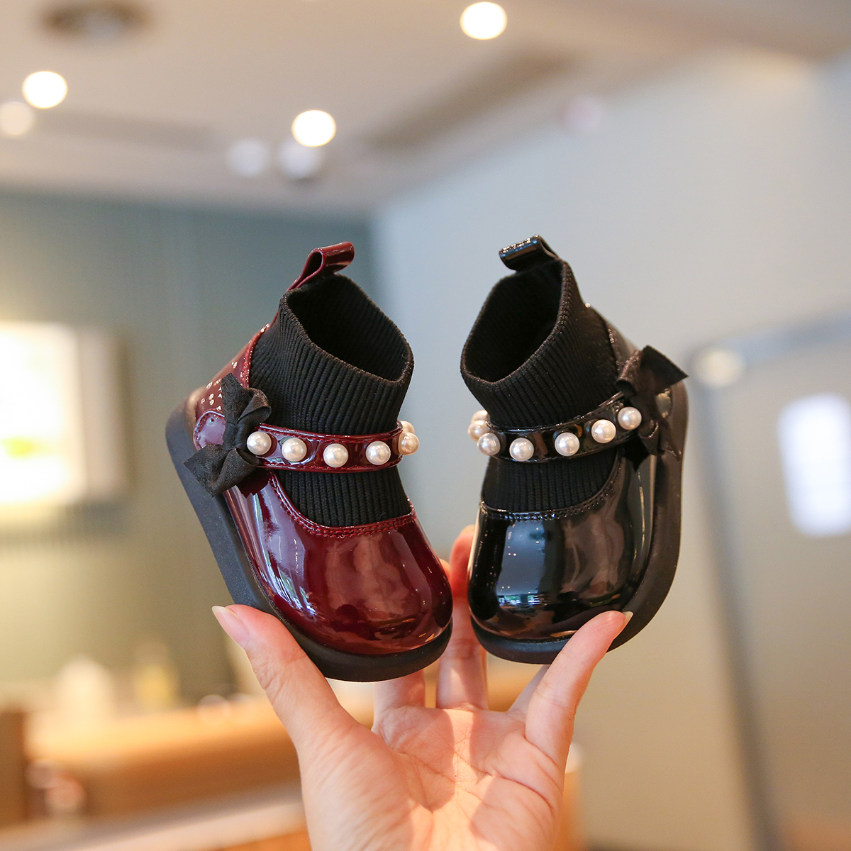 Sportmern秋冬季加绒女宝宝短靴小童二棉靴子软底婴儿皮鞋学步鞋