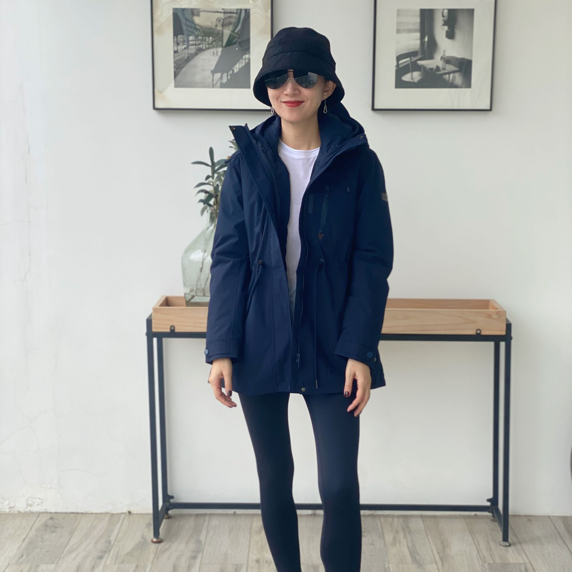 （YY推荐）星河露营 时尚户外连帽防风保暖短款秋冬三合一两件套