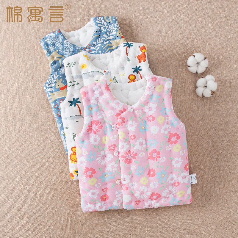 纯棉手工秋冬季儿童马甲新生儿宝宝保暖加厚背心婴儿加棉外穿坎肩