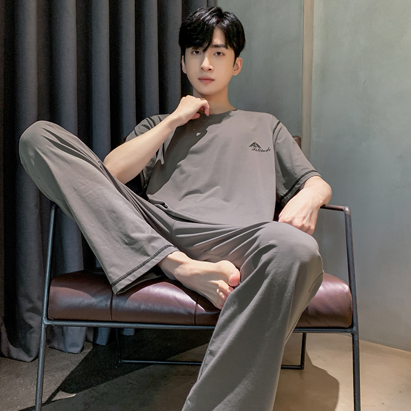 莫代尔棉2025新款男士睡衣夏季短袖长裤春夏天青年休闲高端家居服