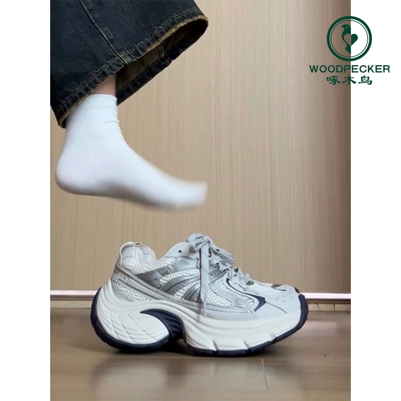 啄木鸟复古潮流厚底老爹鞋女2025春秋爆款轻便百搭增高休闲运动鞋
