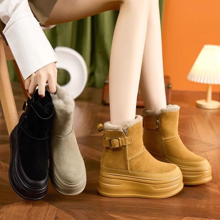 网红内增高雪地靴女2025年冬季新款加绒加厚爆款百搭超轻马丁短靴