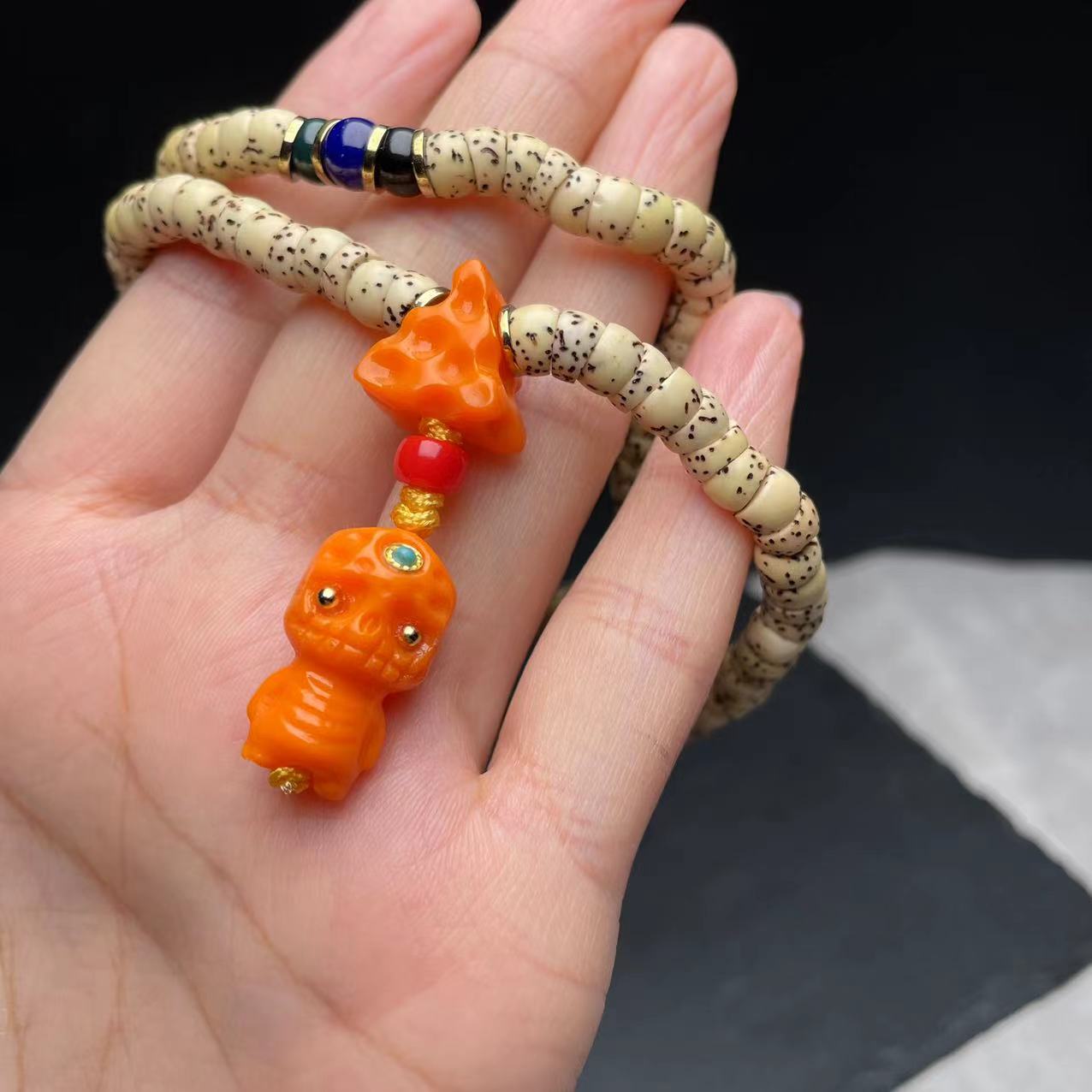 雪巴奶酪三通佛头108配饰金刚星月手持长串三通配饰DIY装扮套餐