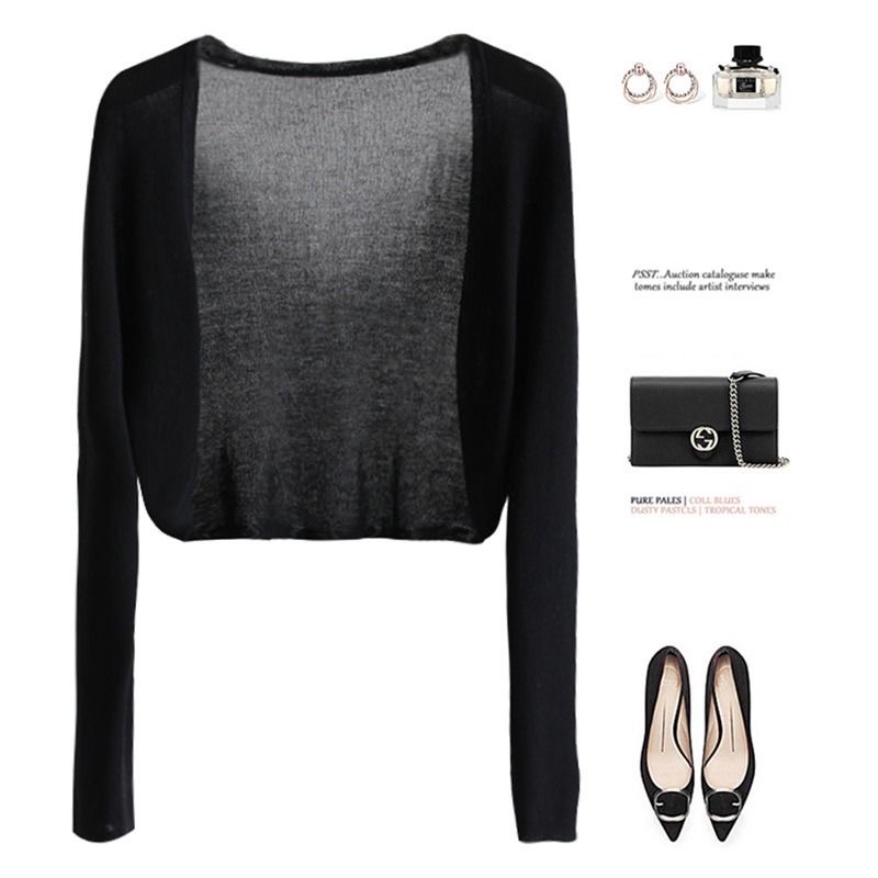 冰丝针织开衫女披肩2025夏季薄款外搭短款长袖空调衫针织衫11340