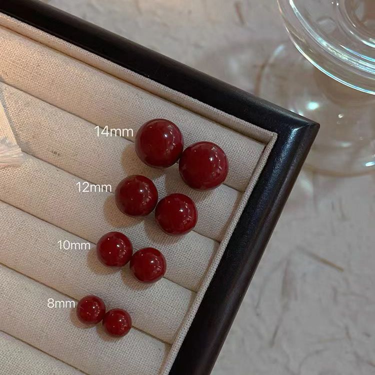 合金耳饰 小众豆豆珠耳钉女秋冬复古港风耳钉大气养耳洞法式耳钉