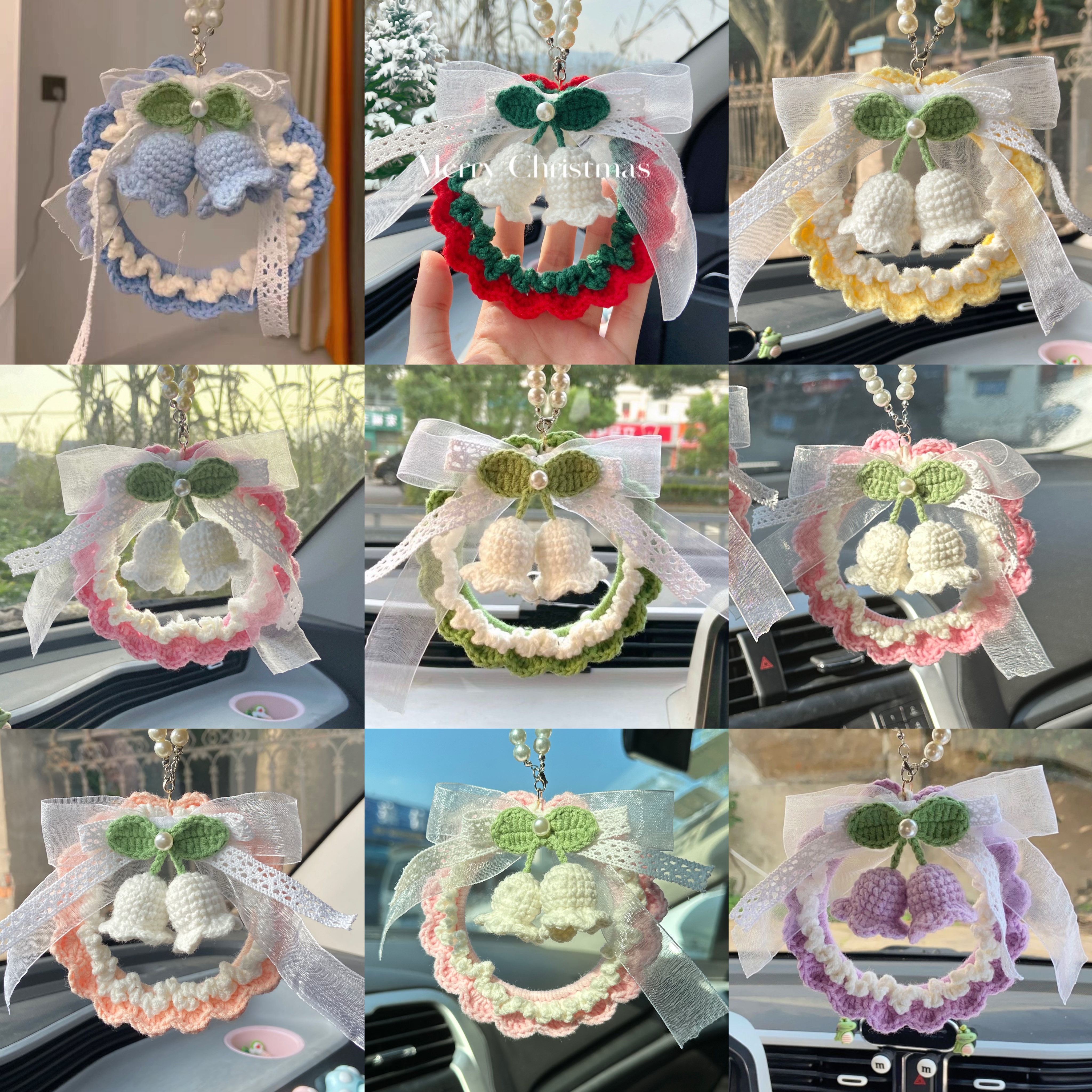 风铃花手工diy编织材料包车挂珍珠多巴胺色系送闺蜜手工编织材料