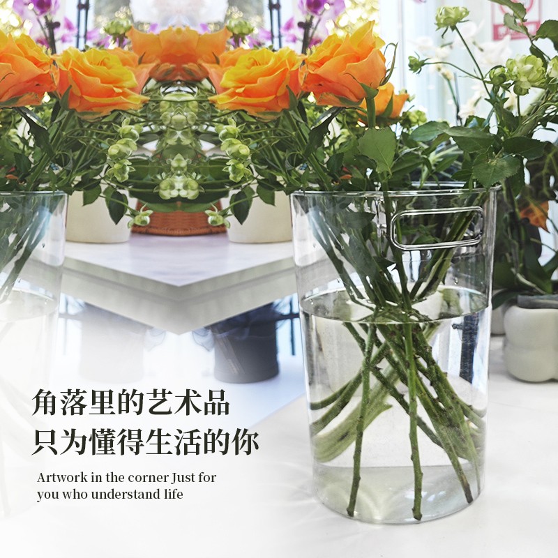 亚克力花瓶家用花瓶醒花桶深水富贵竹插花桶透明花瓶亚克力透明
