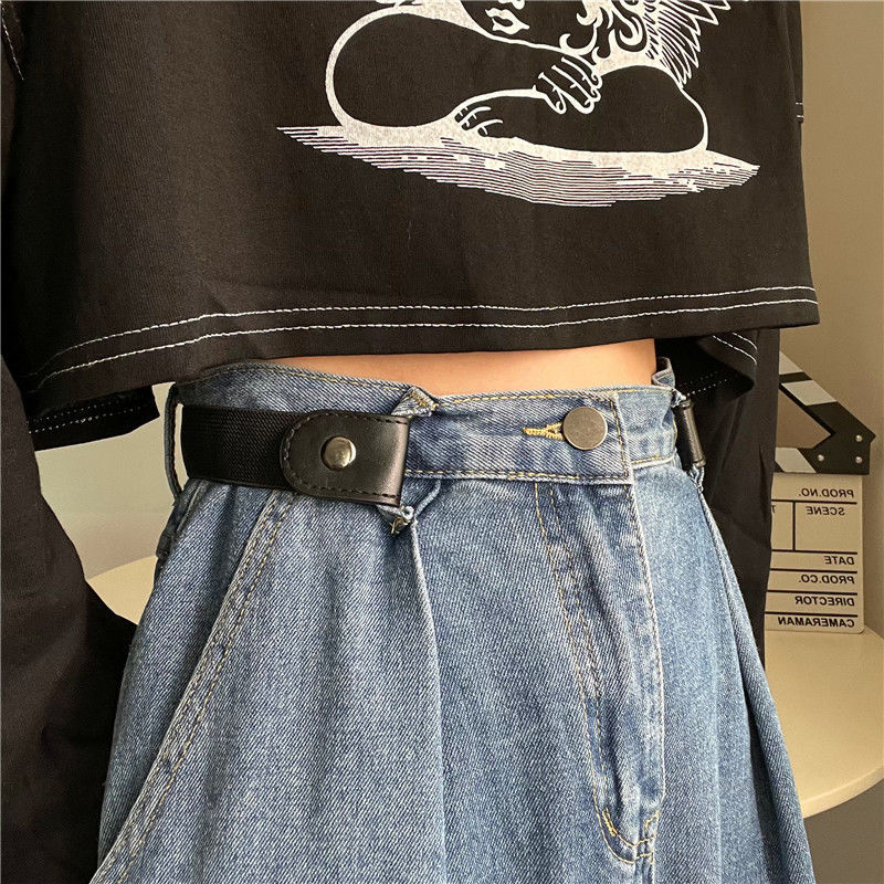 2.1抢懒人裤腰收紧女隐形无痕松紧弹力腰带男韩版百搭收腰扣学生