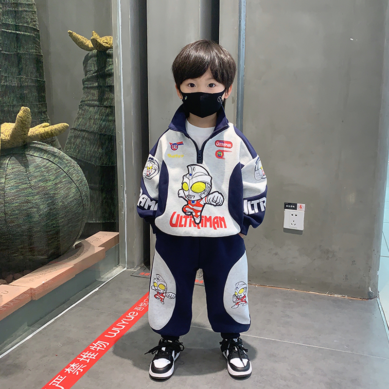 奥特曼衣服男童秋装运动套装2025新款洋气儿童装帅气时髦炸街潮服