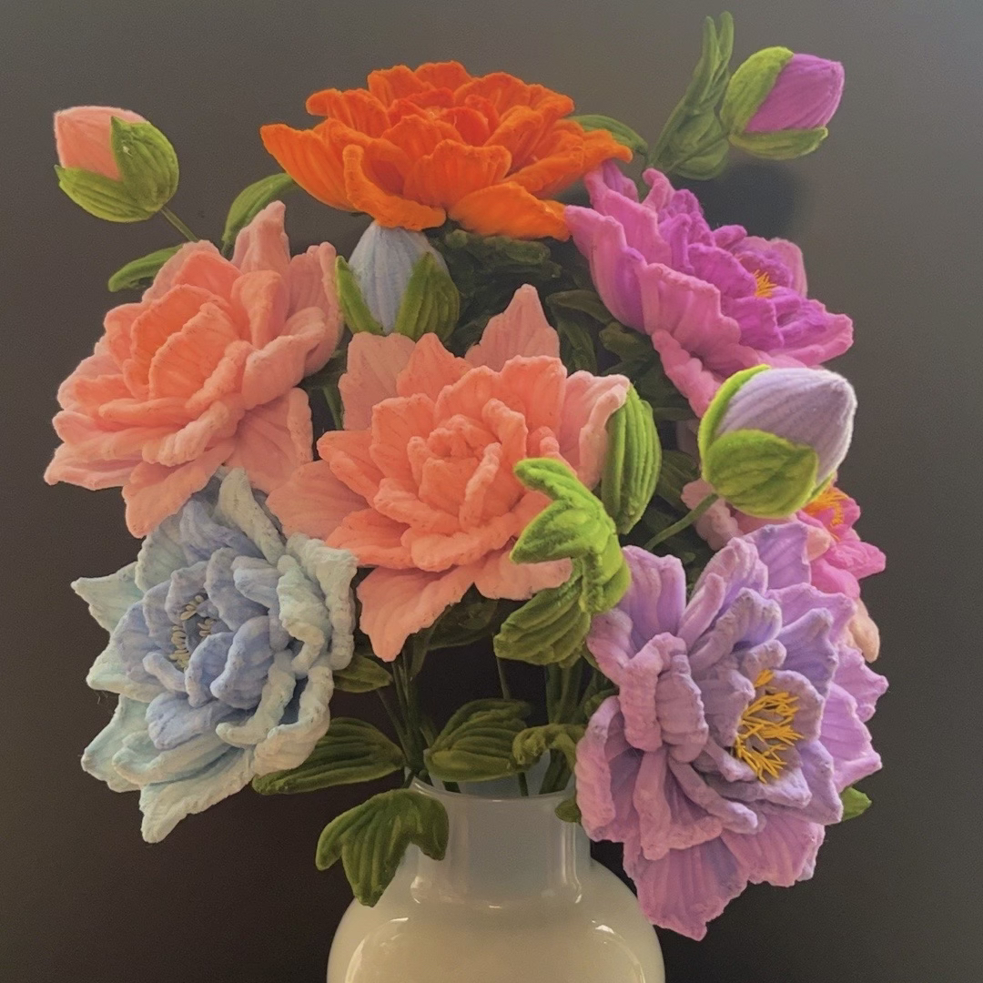 扭扭棒牡丹花摆件仿真花束diy材料包自制母亲节送妈妈手工礼物