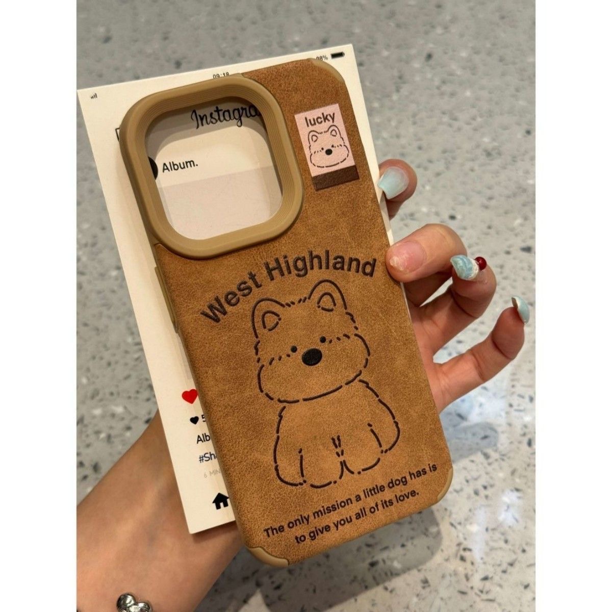 翻毛皮西高地小狗适用苹果16/17promax手机壳iPhone15秋日美拉德