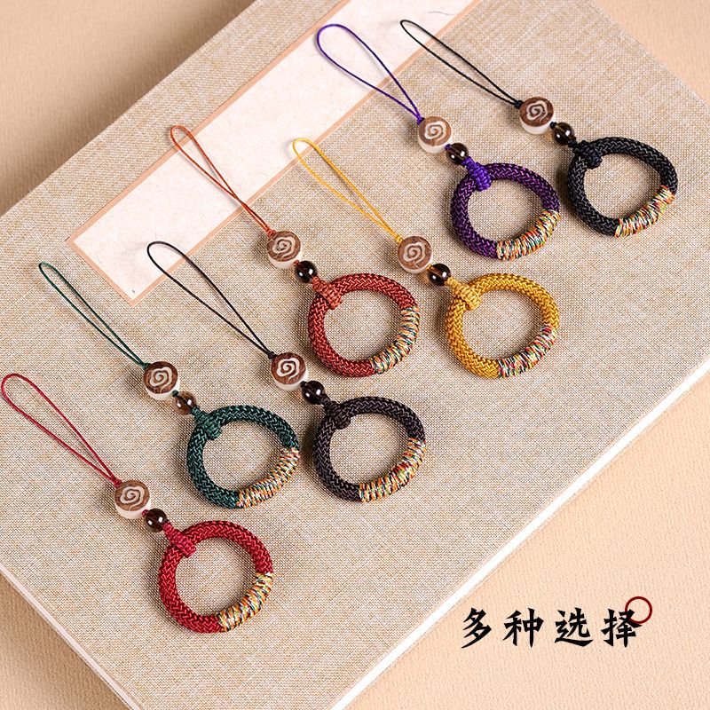 古风手机挂绳短款u盘挂件女男手工编织钥匙链防丢挂饰手机指环扣