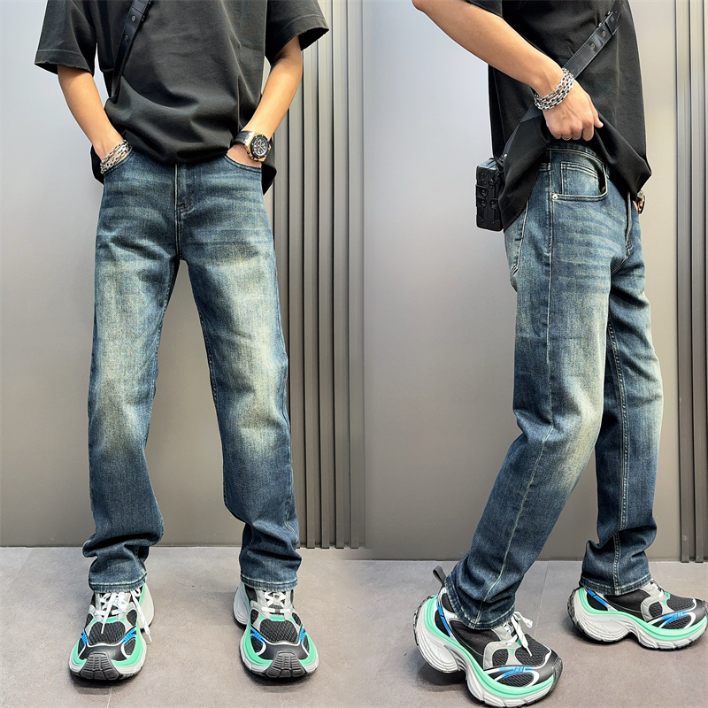 男士裤子男款复古直筒牛仔男裤男士高级感裤子牛仔裤休闲宽松新款