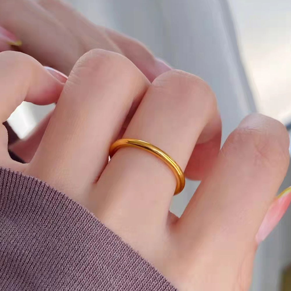 钛钢戒指 不掉色经典实心古法素圈戒指百搭简约时尚传承光面磨砂