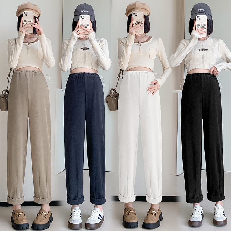 【M-4XL】孕妇裤抽绳糯米条裤子秋冬外穿宽松大码200斤萝卜哈伦裤