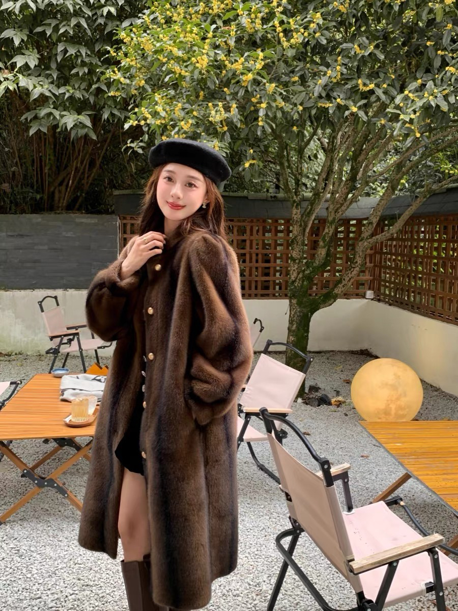 设计师款毛毛外套复古时尚女士网红气质通勤秋冬大衣百搭中长款