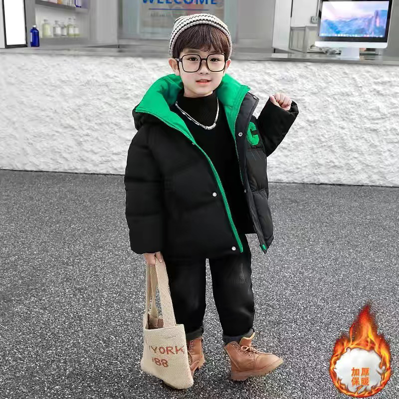 男童羽绒服冬季2024新款儿童冬装加厚黑色白鸭绒外套宝宝三防免洗