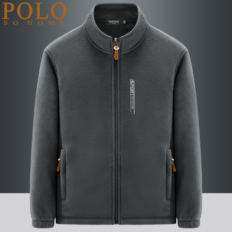 保罗抓绒衣男款高端夹克冬季户外运动大码保暖摇粒绒加绒加厚外套