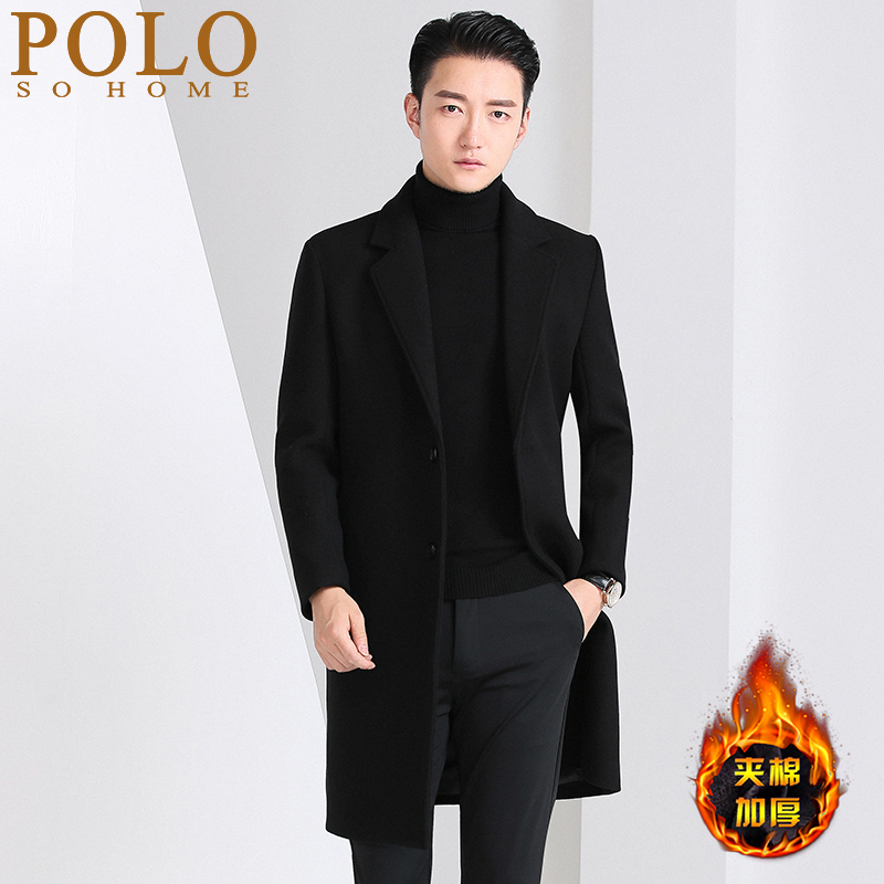保罗秋冬毛呢大衣男中长款加厚高端羊绒风衣修身商务羊毛呢子外套