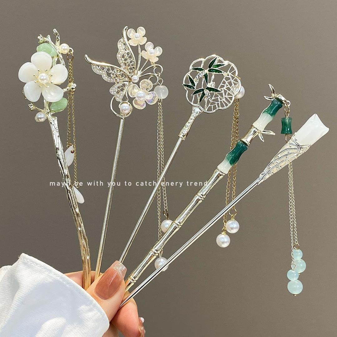 白玉兰发簪国风古风高级感盘发钗子气质汉服旗袍簪子步摇发饰女